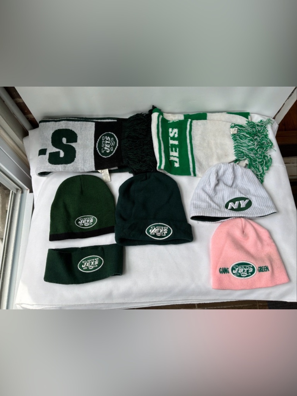 Kids Knit Beanie Hat with Team Logo - Green, Pink, White